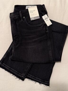 GAP Black Vintage Slim Jeans with Raw Hem